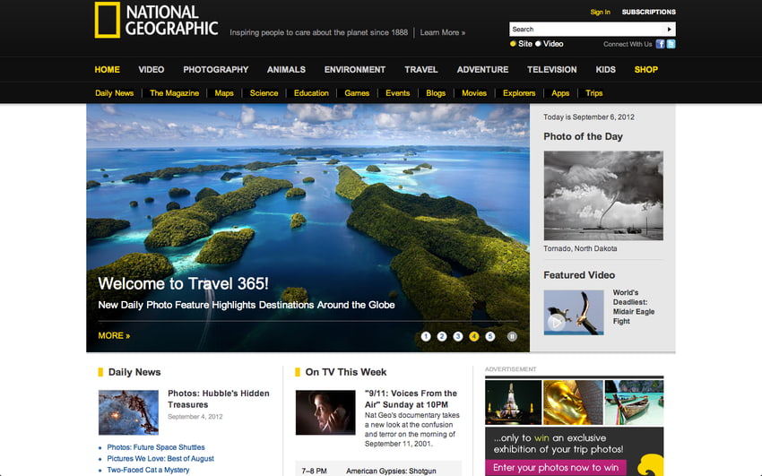 Сайт National Geographic