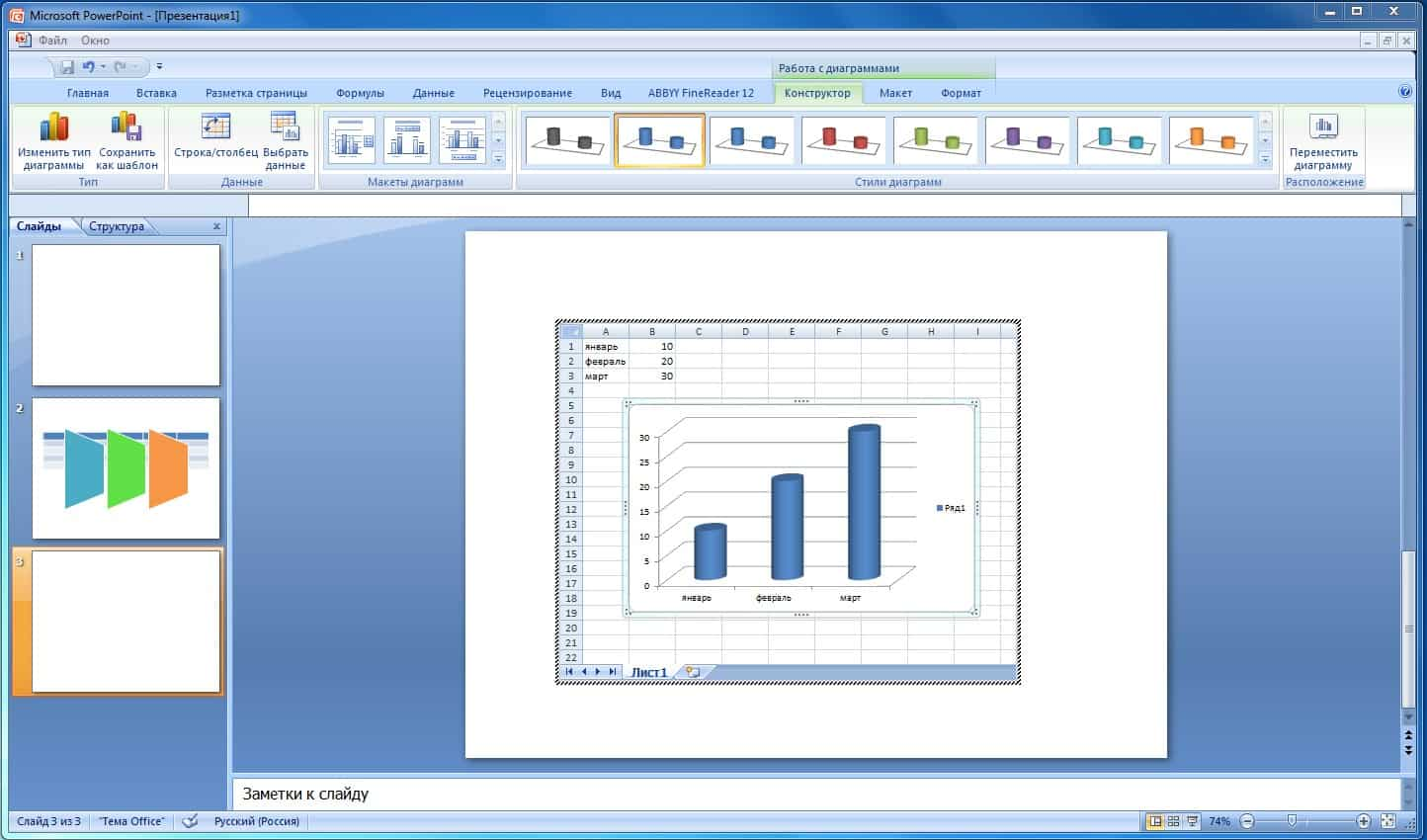 Диаграмма в PowerPoint
